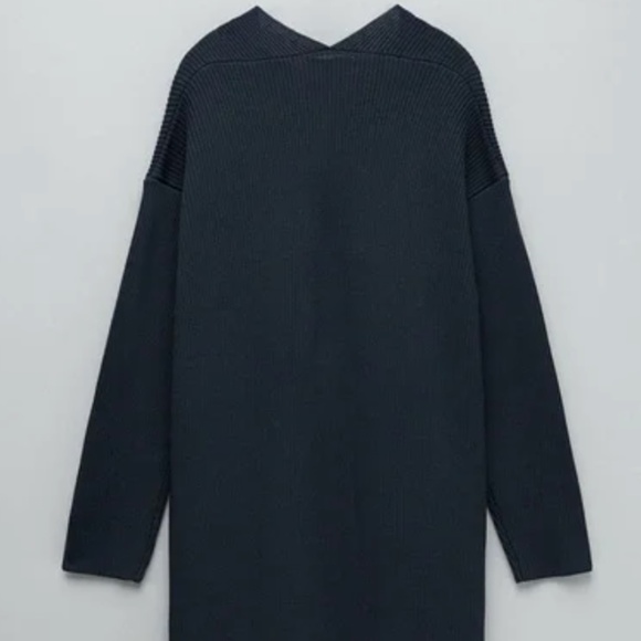 ZARA Navy Blue Knit Long Maxi Duster Cardigan - Picture 2 of 3